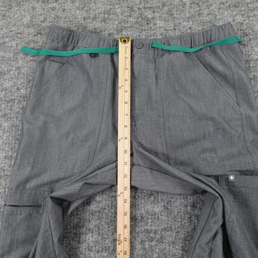 Figs Scrub Pants Mens Medium Grey‎ Cairo Cargo Pockets Zip Nurse Inseam 26.5''